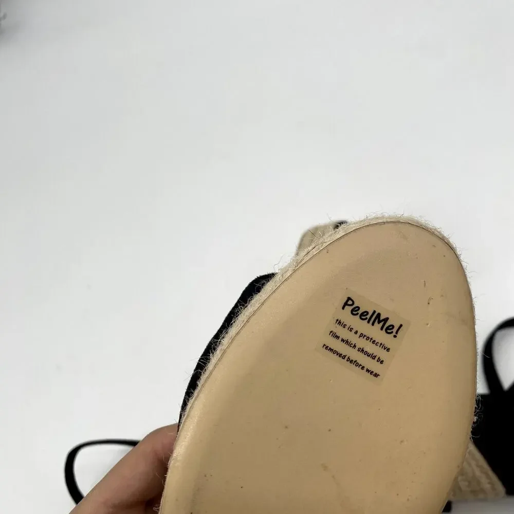 Raye 8.5 Black Wedge lace up espadrilles